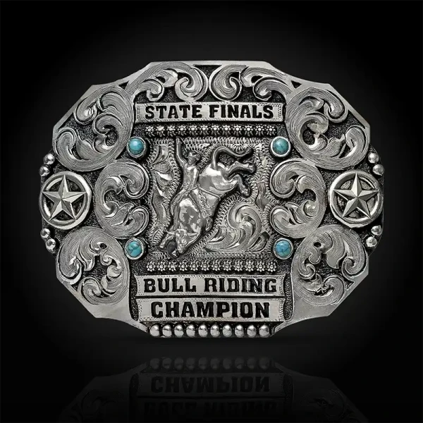 Prairie View custom western belt buckle handcrafted with detailed silver engraving.